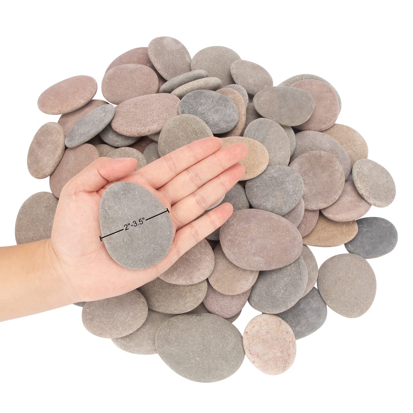 About 100 Pcs Painting Rocks, 2.2"-3.5", Flat, Smooth - River, Craft, DIY Stones, 18 Pounds