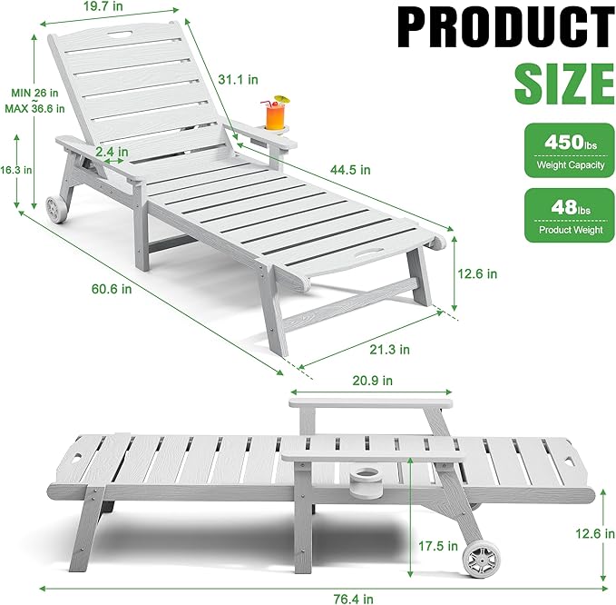Outdoor Lounge Chair Set of 4