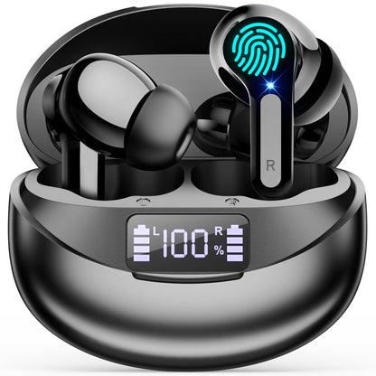 Wireless Earbuds Ear Buds Earphones-Bluetooth 5.3 USB C Mini Headphones Touch Control with Microphone Hi-Fi Stereo Sound Deep Bass CVC Noise Cancelling Dual LED Display 35H Playtime Water-Resistant