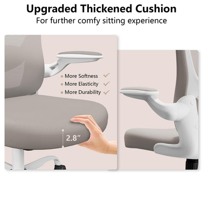 Ergonomic Office Chair, Comfort Swivel Home Office Task Chair, Breathable Mesh Desk Chair, Lumbar Support Computer Chair with Flip-up Arms and Adjustable Height
