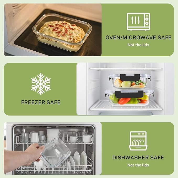 8 Pack Borosilicate Glass Food Storage Containers