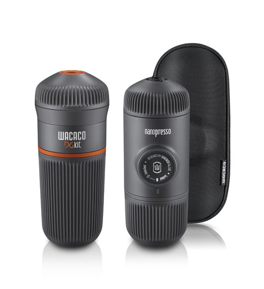 WACACO Nanopresso with Protective Case & DG Capsule Kit Bundle - Portable Espresso Maker for Ground Coffee and DG Capsules