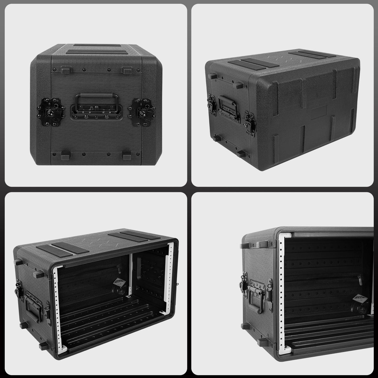6U Rack Molded Pro-Audio PA DJ Flight Case - 17" Depth, Waterproof, Hard Protective Case with Customized Foam, Wireless Mic Storage