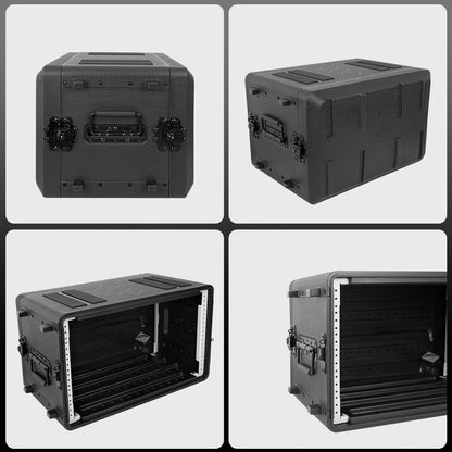 6U Rack Molded Pro-Audio PA DJ Flight Case - 17" Depth, Waterproof, Hard Protective Case with Customized Foam, Wireless Mic Storage