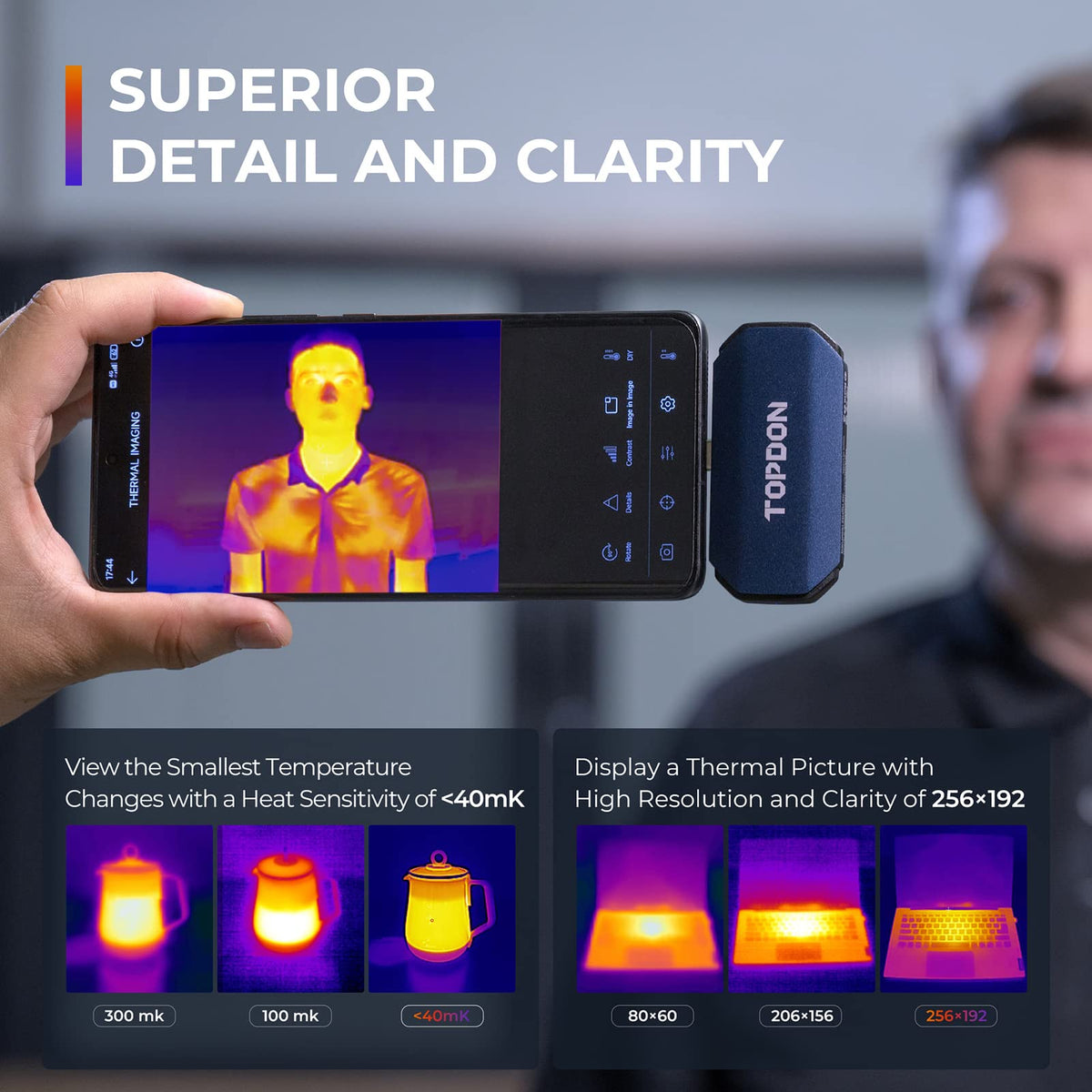 TOPDON TC001 Thermal Camera for Android, Super IR 512x384 High Resolution, Thermal Imaging Camera, Thermal Imager - Optimized Temperature Accuracy, Works for Smartphones and Tablets & PC(not for iOS)
