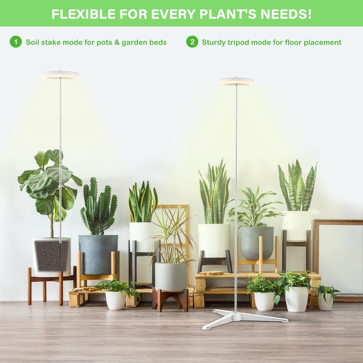 WEEAEEW Grow Light for Indoor Plants with Tripod Stand, Full Spectrum Plant Lamp 61" Tall Halo Grow Lights for Plant with Automatic Timer, 72 LEDs Plant Light Height and Brightness Adjustable