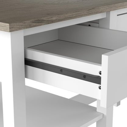 Bush Home Mayfield 60W L Shaped Computer Desk with Desktop Organizer in Pure White and Shiplap Gray