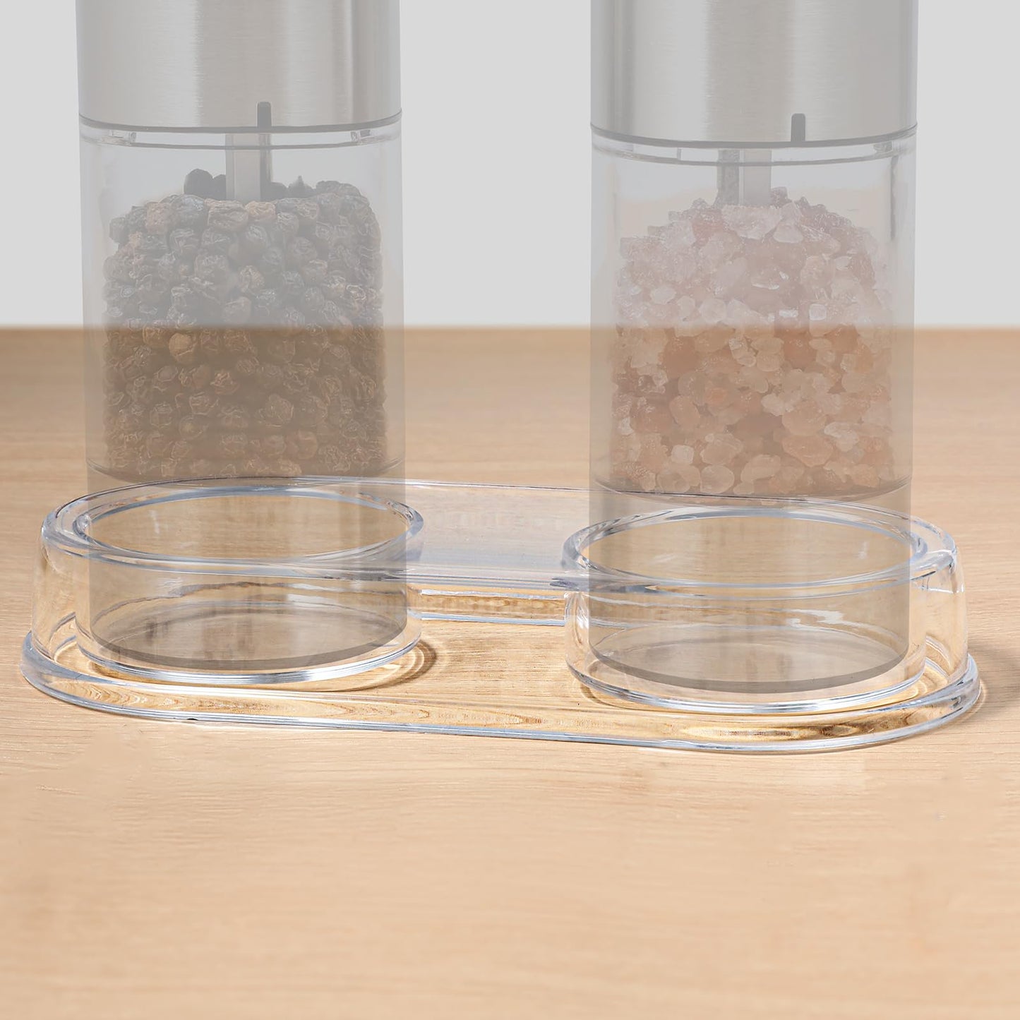 Salt and Pepper Grinder Mill Tray Clear Acrylic Transparent, Inner Dia 2.09 Inch, Fit Many Mills Shakers, Salt & Pepper Grinder Accessories, Kitchen Storage Holder (Clear)