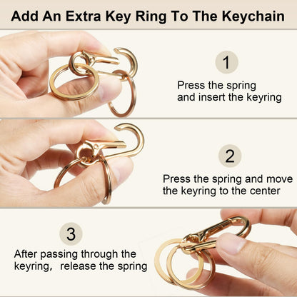 2pcs Metal Keychain Rings, Sturdy Key Chain Ring Carabiner Clip, Key Holder Organizer for Purse Charms Hook, Paracord Keychain Lanyard, Men and Women Home Car Keyrings (Black)