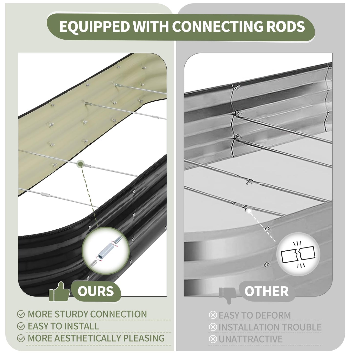 Permade Galvanized Raised Garden Bed Outdoor- Raised Beds for Gardening| Metal Planter Box, Steel Raised Garden Bed Kit with Safety Edging and Gloves for Vegetables, Flower, Herbs (8x2x1FT, Gray)