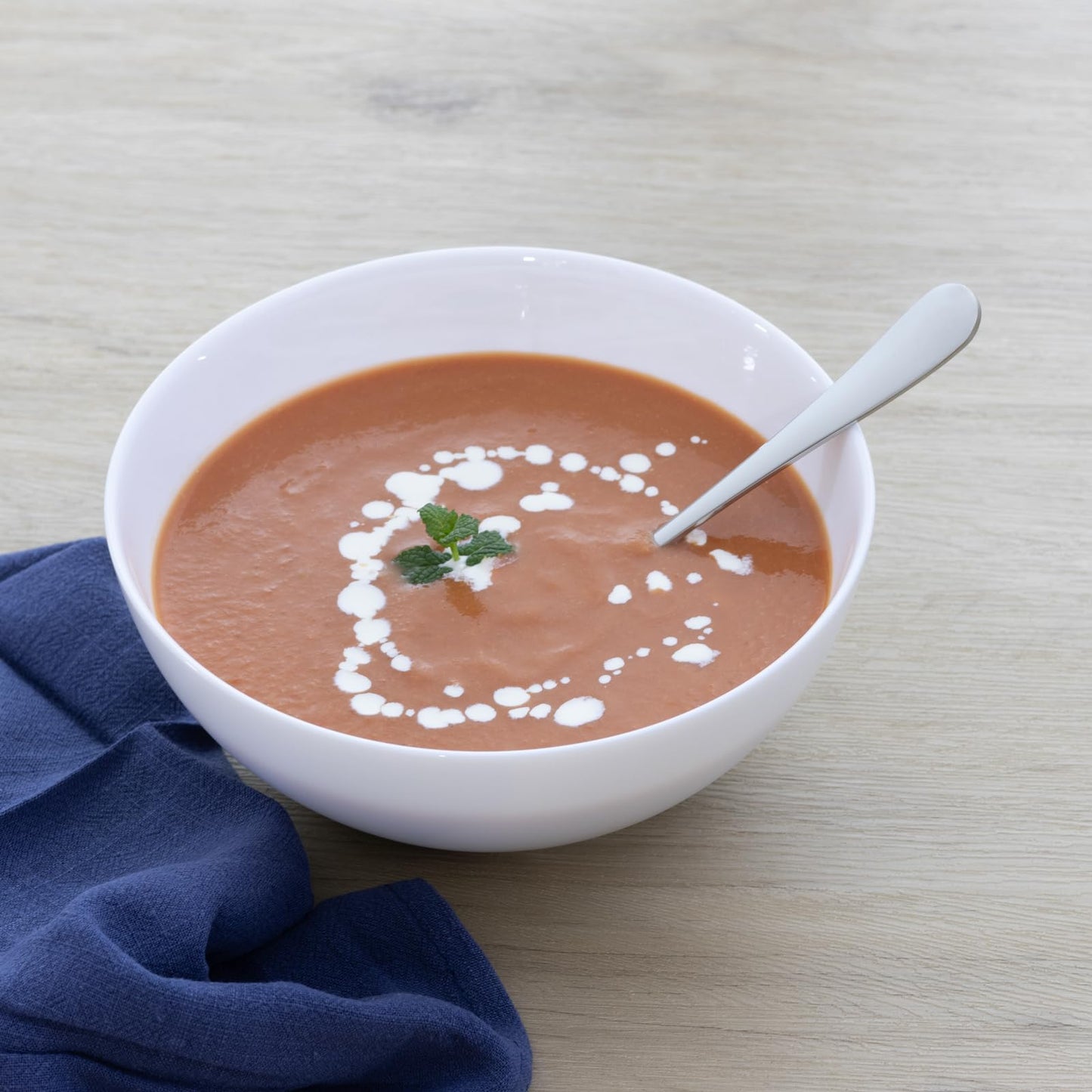 ATHBEDA Premium 7.28" Soup Spoons Stainless Steel Round Spoons Set, 18/8 stainless steel (SUS304), Perfect for Soup, Ice Cream, Cereal, Gumbo, Chowder, Set of 8, Dishwasher Safe