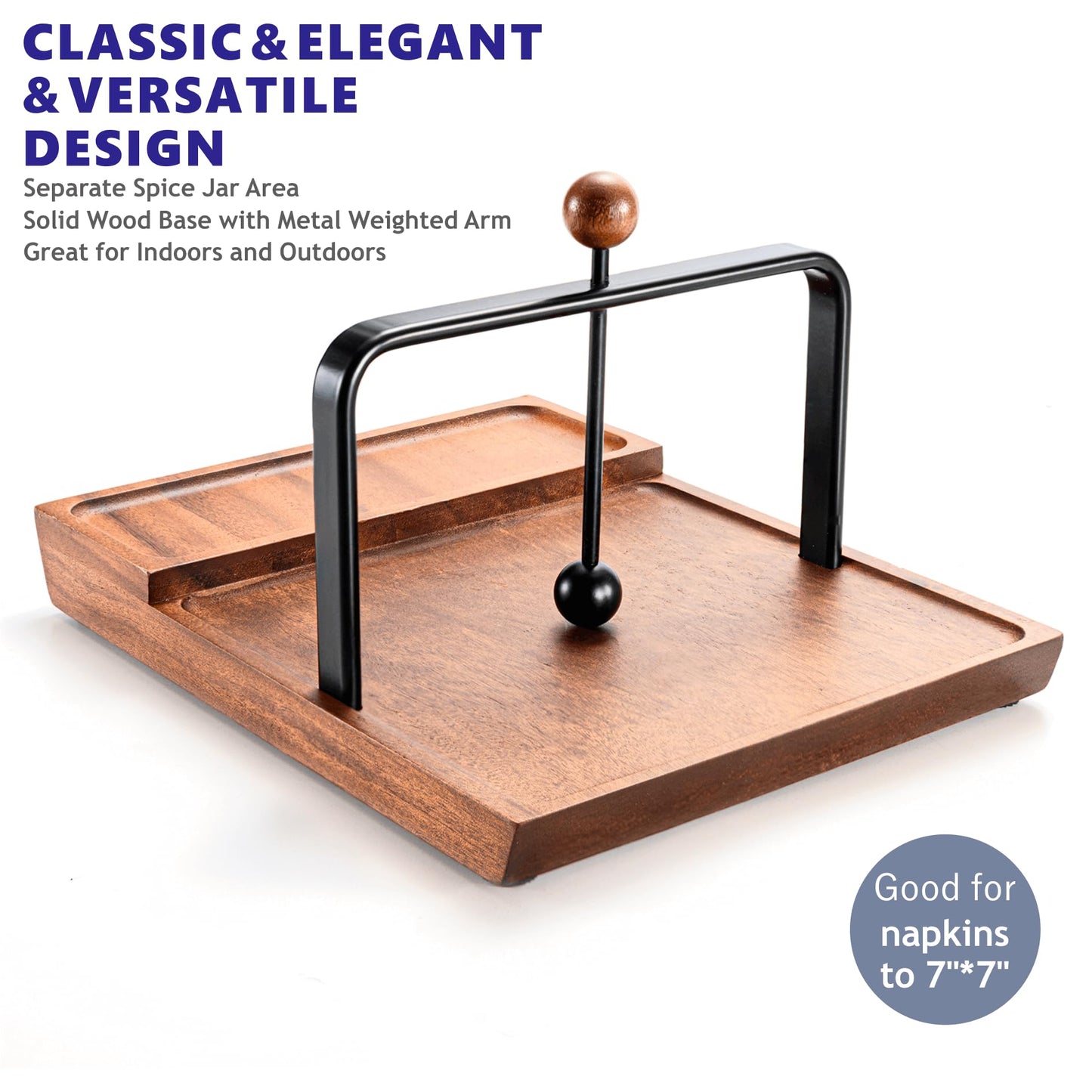 Wooden Napkin Holder – Multifunctional Napkin Holder for Table & Kitchen, Includes Space for Condiments – Perfect for Home, Kitchen, and Holiday Gatherings