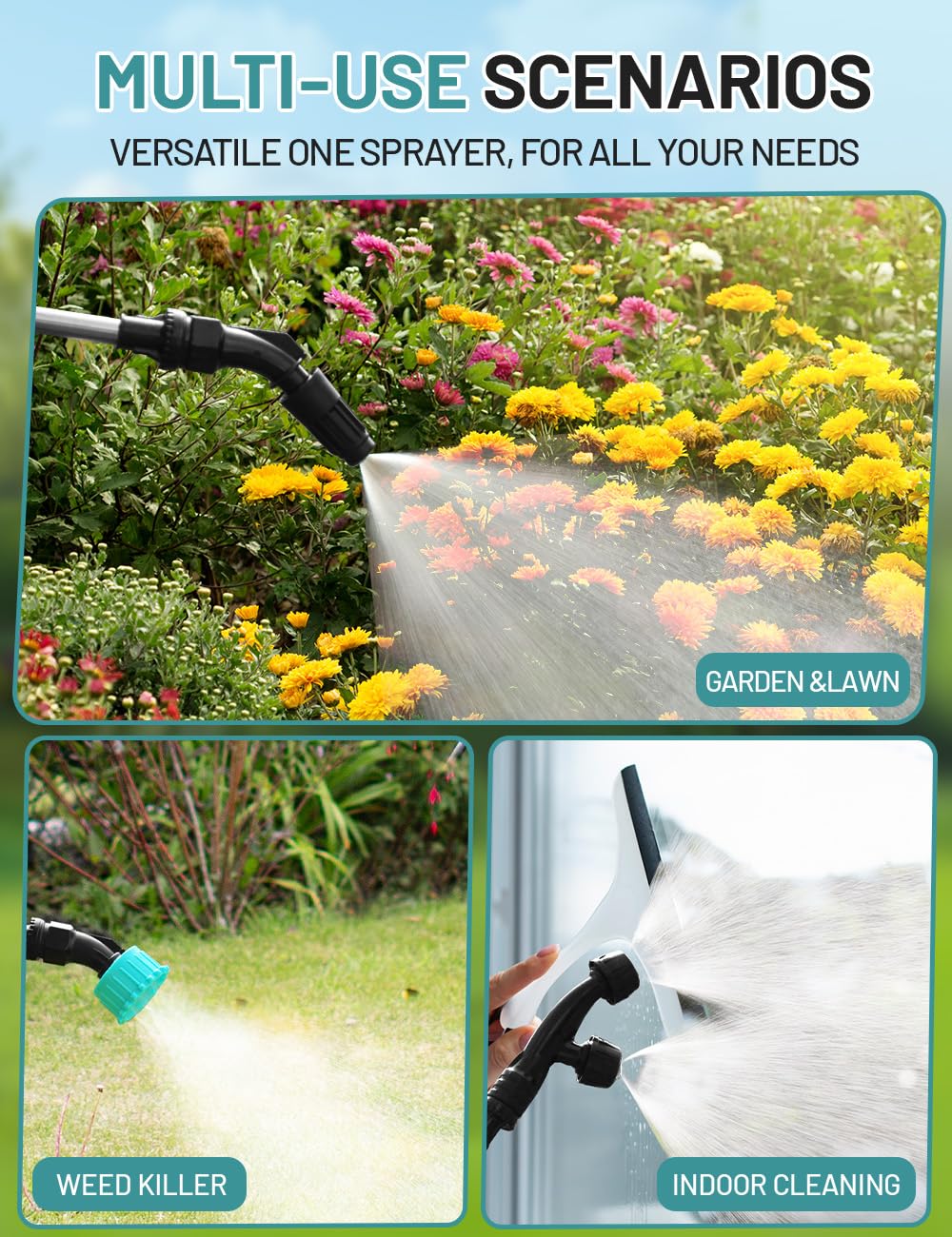 SideKing 2 Gallon Battery Powered Garden Sprayer, Powful Electric Backpack Sprayer, Water Pump Sprayers for Weed, Lawn, Yard, Pesticide, Plant, Fertilizer, Plant, Herbicide, Watering, Cleaning