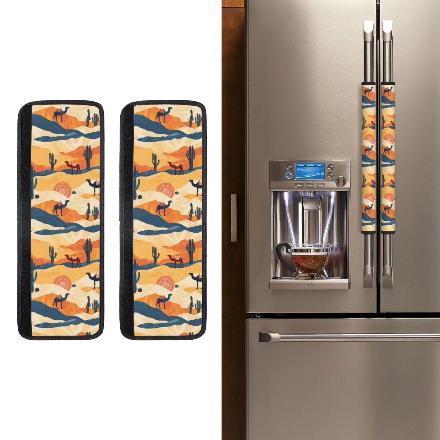 Buyidec Refrigerator Door Handle Covers Western Desert Camels Cactus Sunset Fridge Handle Cover Washable Dishwasher Microwave Fridge Oven Door Decor Handle Cover Keep Your Kitchen Appliances Clean