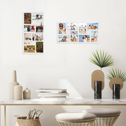 YESKAY 4x6 Picture Frame Collage for Wall Decor,Multiple Photo Collage Frames with Tempered Glass,8-Opening for 4 x 6 Picture Frames,Rustic White,1 Pack(OD:11.75X21in)