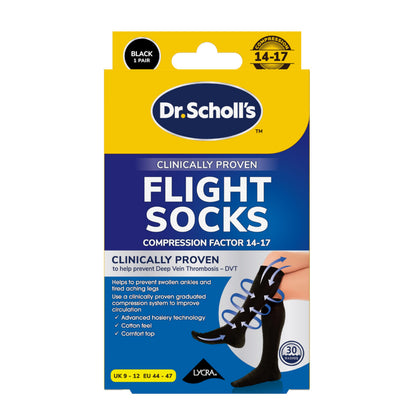 Scholl Flight Socks - Clinically Proven Compression Socks for Flight Travel - Help Prevent Swollen Ankles and Deep Vein Thrombosis (DVT) - Sheer - Size 9-12, 1 Pair