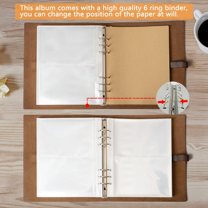 Photo Album 4x6 200 Photos, Genuine Leather Photo Albums with Writing Space with 30 Writing Paper, Travel Family Wedding Kids Graduation Ultrasound Baby Picture Album Scrapbook Photo Album（Flowers）