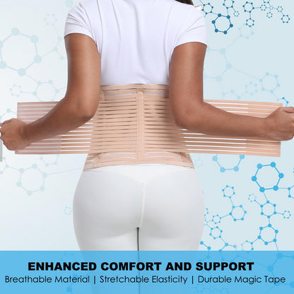 Postpartum & Post Surgery Abdominal Binder. Postpartum Belly Band Support Recovery after C-Section, Natural Birth, Hysterectomy, Hernia Belt (Beige,L)