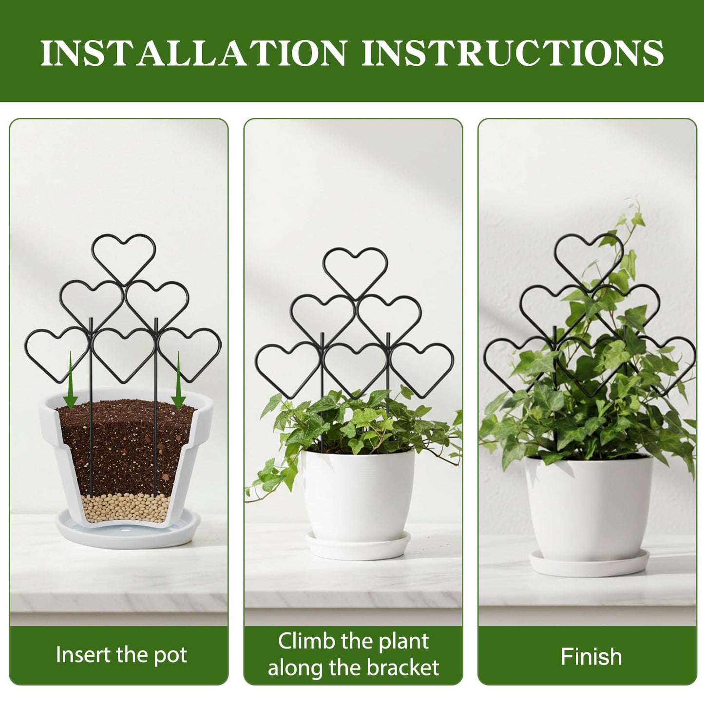 ZOUTOG 15 Inch Trellis for Climbing Plants Outdoor 9 Pack,Rustproof Metal Garden Trellis for Potted Plants,Sturdy Houseplant Support Indoor Outdoor for Ivy Pothos Monstera Hoya Flower Vine
