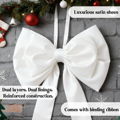 Froova Giant White Bow Decor 75x19 Inch Christmas Tree Topper Decoration Big Bows for Home Coquette Room Decor Room Wall Backdrop Ribbon Tie for Wedding Christmas Birthday Party Baby Shower Supplies
