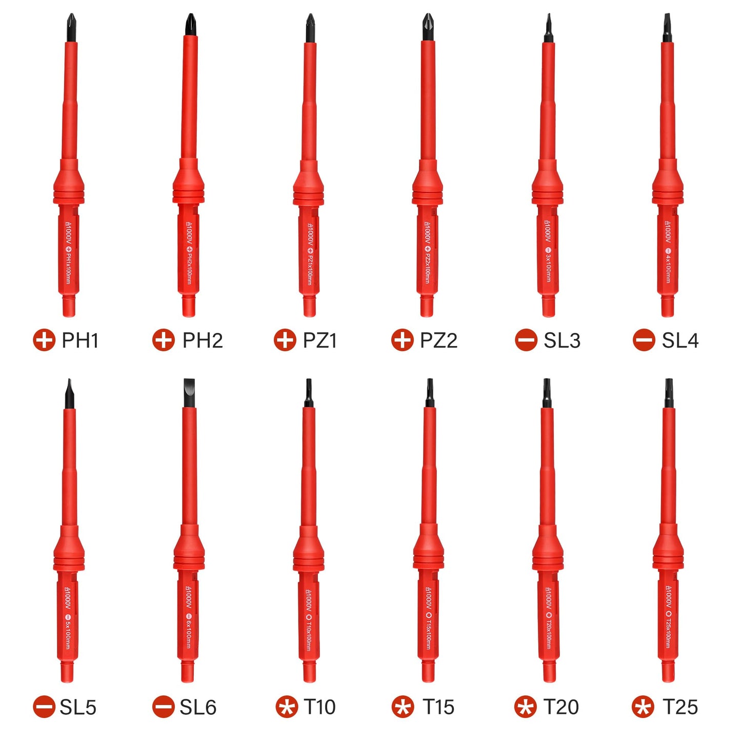 MAXPOWER 12 Piece Insulated Electricians Screwdriver Set with Rubber Handle, Magnetic Tips | 1000V | Ideal for Electrical, Home and DIY Projects