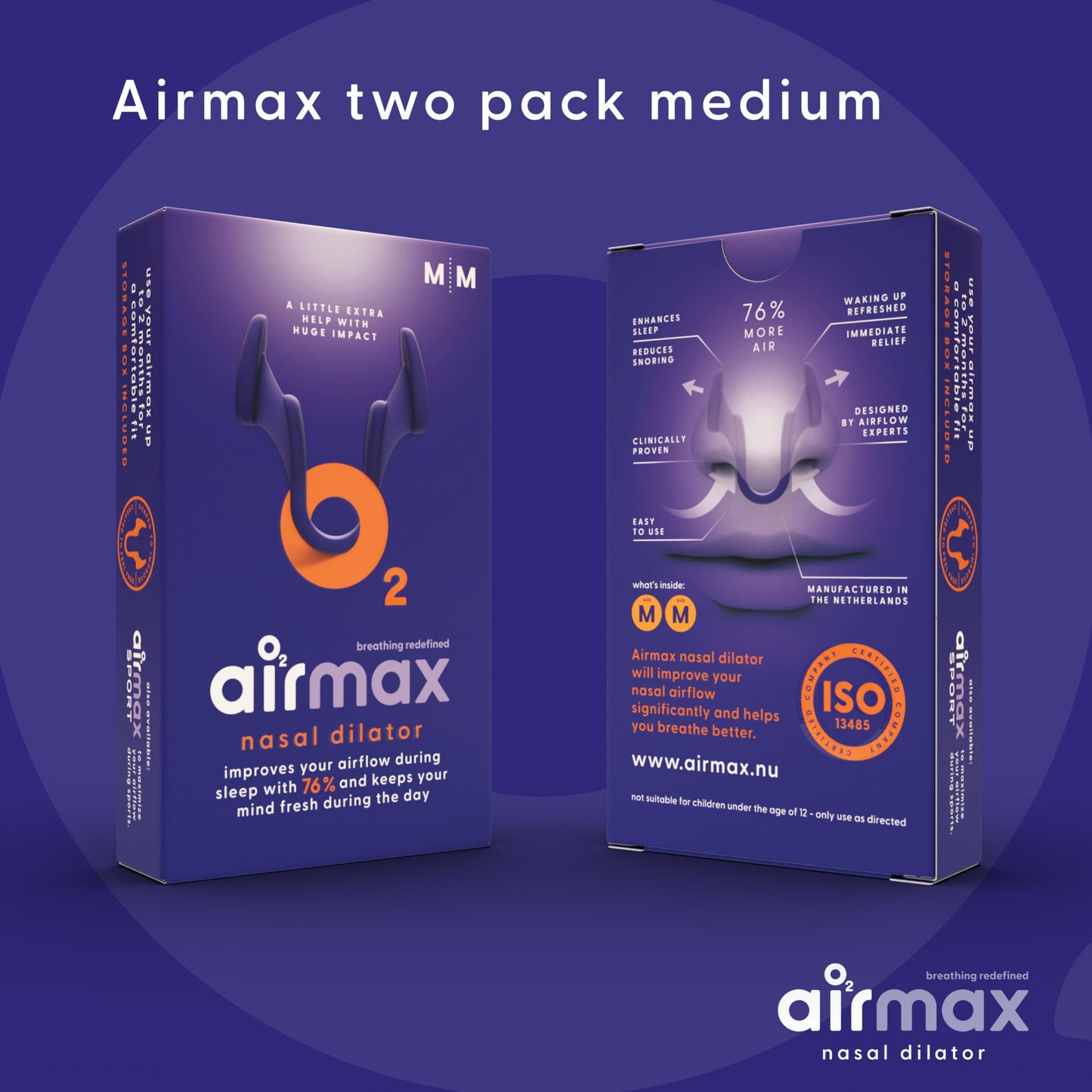 Air Max Nasal Dilator | Anti Snore Devices for Men and Women | 2 Pack Medium | 76% More air for Better Breathing, Sleep aid & snoring Relief | Reusable