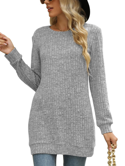 Sweaters for Women Long Sleeve Crewneck Sweatshirt Loose Casual Tunic Tops