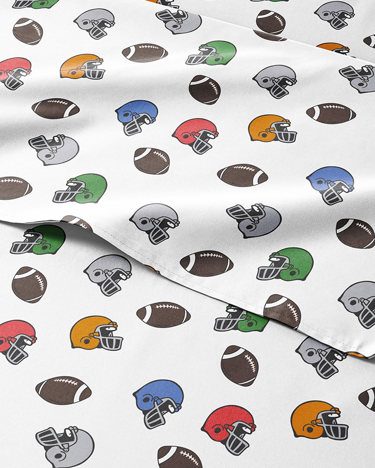 Kids Twin Size Bed Sheet Set - 3 Piece Kids Loft Bed Sheets - American Football Themed bedding - Soft, Cute and Cozy - Breathable & Machine Washable - Helmet Bed Set for Boys, Girls, Teens & Toddlers