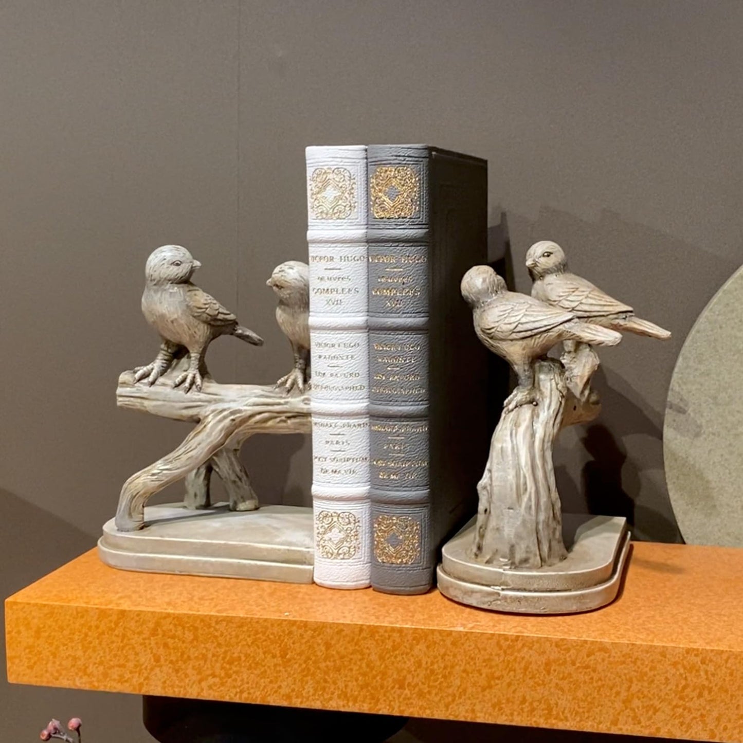 Decorative-Bookends Birds Book-Ends Heavy Duty - Unique Book Ends to Hold Books Heavy Duty Antique Book Stoppers for Shelf Office Desk Books Stand Organizer 2.3 LBS 4.75 * 4 * 6 in Newman House Studio