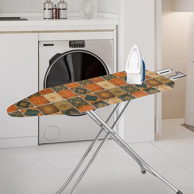 Moroccan Ceramic Tiles Steam Ironing Board Cover, Vintage Square Tile Standard