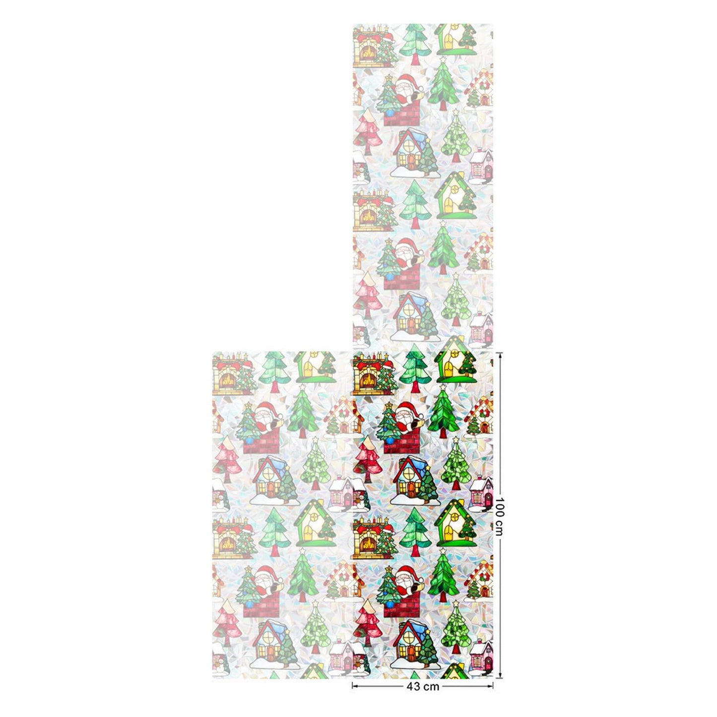 Christmas Tree Window Privacy Film Stained Glass Stickers Christmas Santa Claus Privacy Rainbow Decals Living Room Sun Blocking Decor Xmas Static Cling Stickers for Party Decor 17x 39.3 Inch