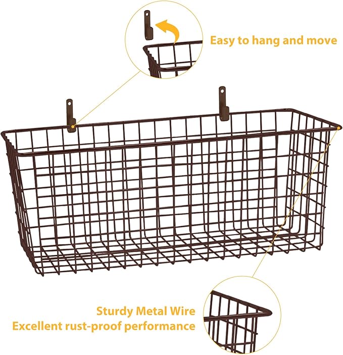 2 Sets Extra Large Hanging Wall Basket, WallmountedFruit Vegetable Toy Snack