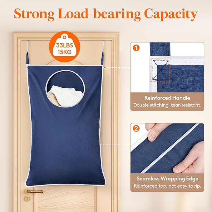 Lifewit 1 Pack Over Door Laundry Hamper, Large Collapsible Hanging Laundry