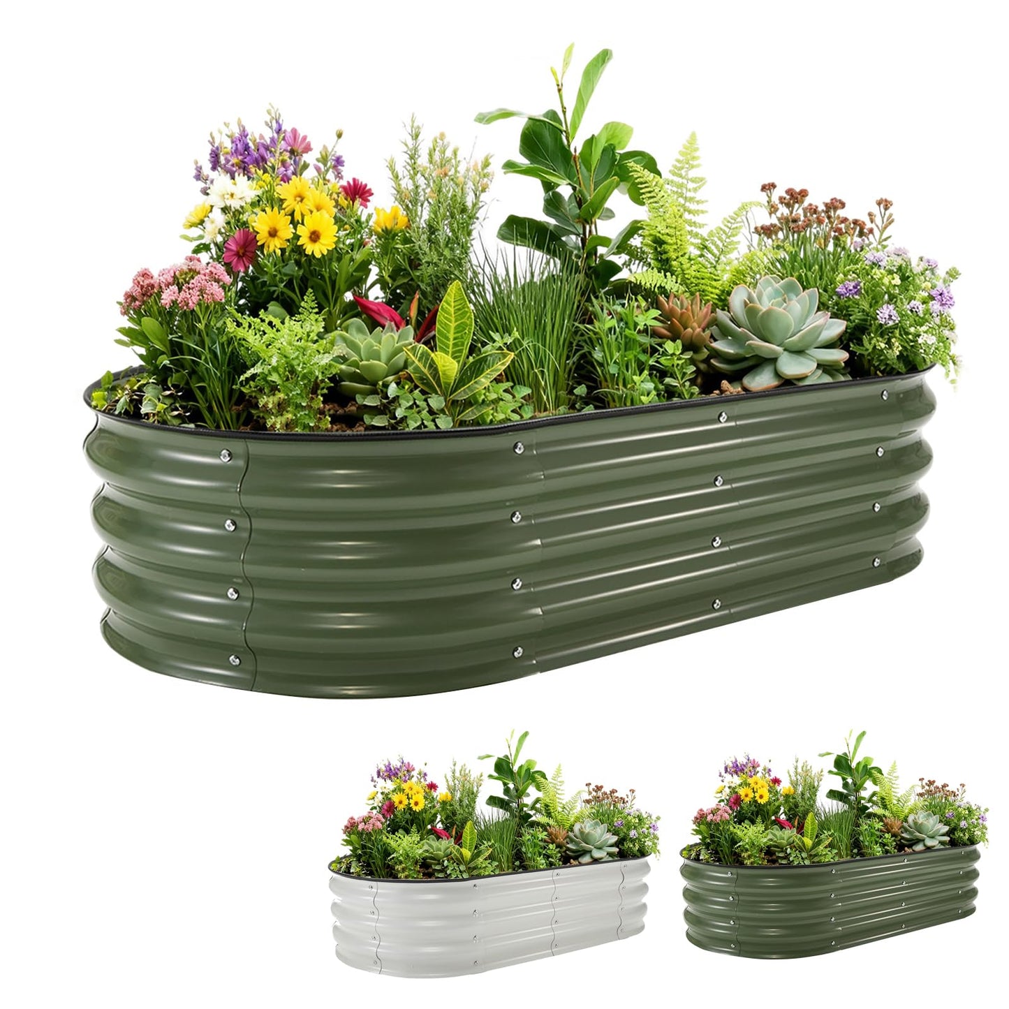 COZONY 6X3x2Ft (1 Pack) Galvanized Raised Garden Bed-Open Base Metal Planter Box for Outdoor Vegetables, Flowers & Herbs, Steel Garden Raised Bed Kits