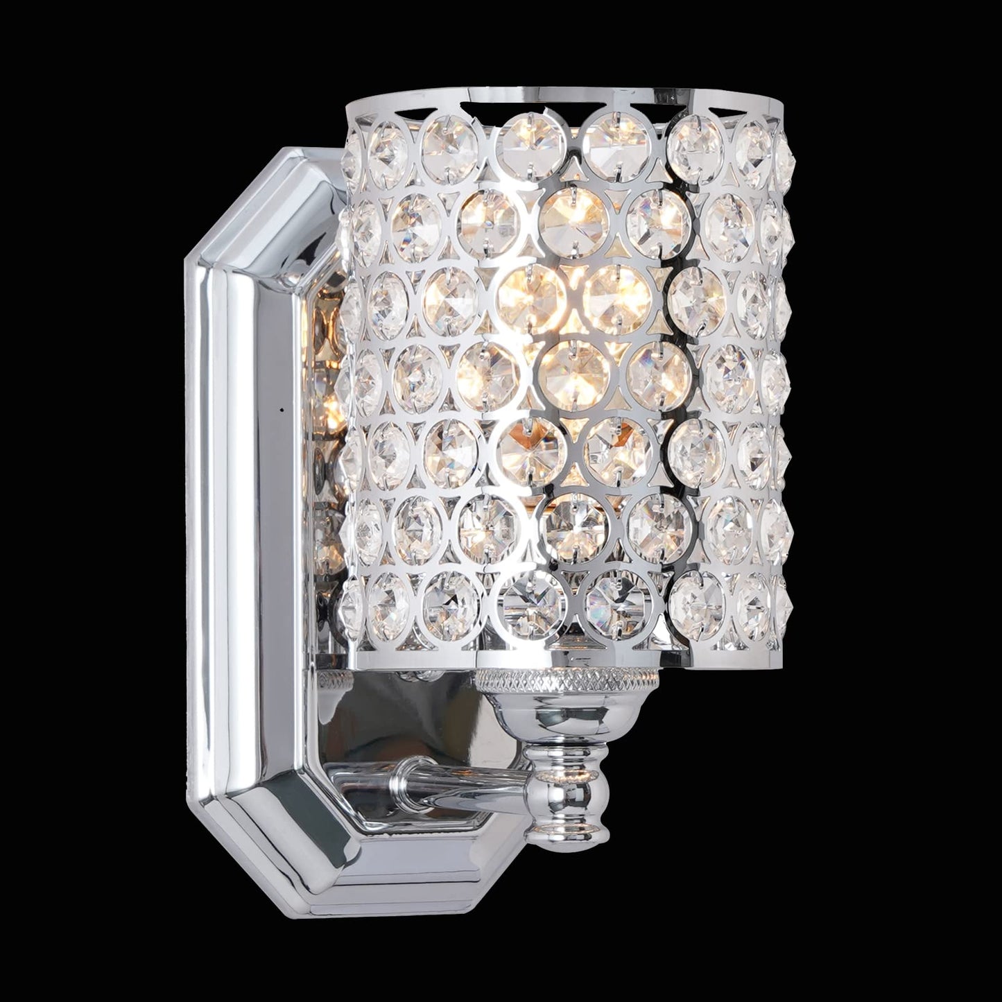 Crystal Wall Sconce Chrome Dry&Wet Dual Use 2 Pack 1 Light UL Certified