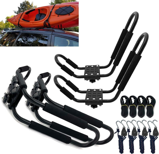 Taelakeni 2 Pairs Kayak Roof Racks, Universal Cars Kayak Carrier Rack J Hooks Bar Kayak Support for SUV, Jeeps