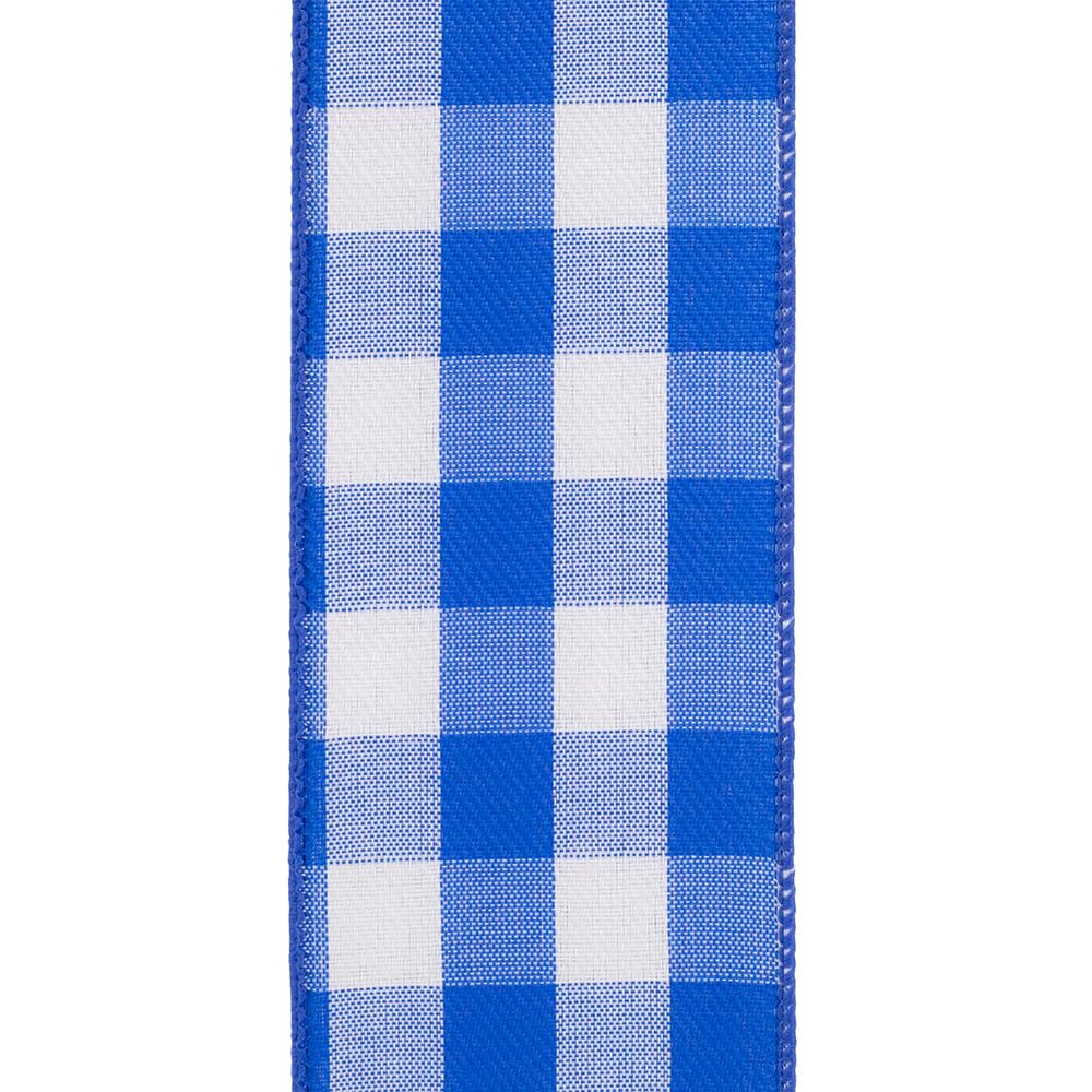 Royal Blue Plaid Wired Ribbon - 2 1/2" x 10 Yards, 4th of July, America 250, Father's Day, Presents, Wreath, Police Support, Birthday, Wedding, Farmhouse, Veterans Day, Labor Day, School Graduation