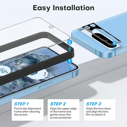 OMOTON 3+2 Pack for Google Pixel 9 Pro XL Screen Protector 6.8 Inch, 3 Tempered Glass Film & 2 Camera Lens Protector, Bubble-free, HD Clear, Not for 9 Pro/ 9