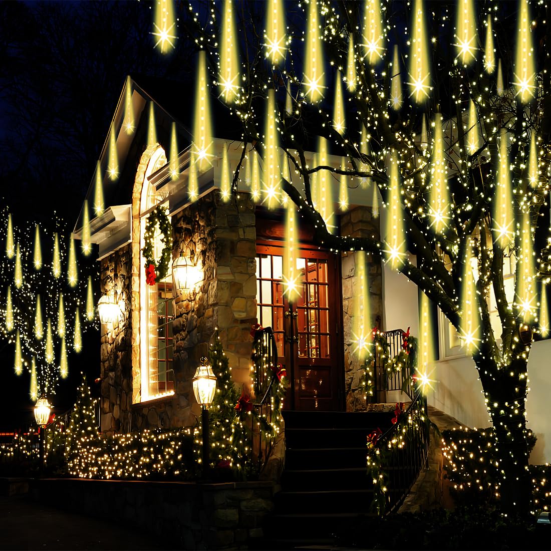 Adecorty Christmas Lights Outdoor, UL Certified Falling Rain Drop Light