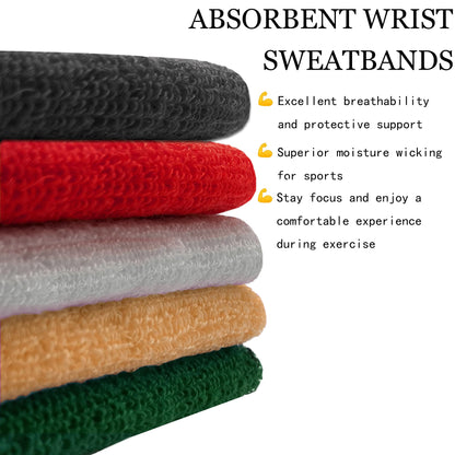 8 Pcs Sports Wrist Sweatbands for Men & Women, Absorbent Wrist Sweat Bands Tennis Wristbands Moisture Wicking Athletic Cotton Terry Cloth Sweatband for Basketball,Running,Gym,Working Out -Black