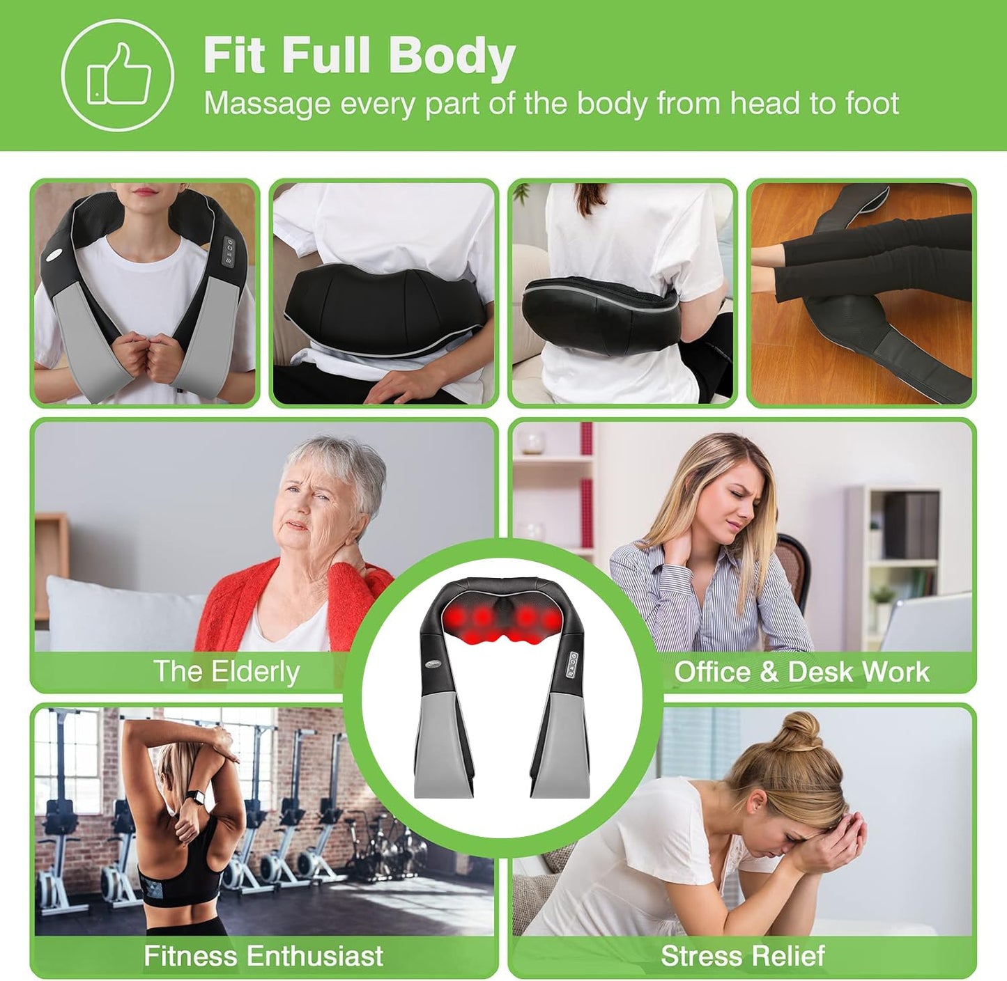 cotsoco Neck Massager,Shiatsu Shoulder and Back Massager with Heat, Electric Deep Tissue Massage Pillow for Body Muscle Pain Relief,Best Gifts Mom Dad Women Men,Home, Office Car Use