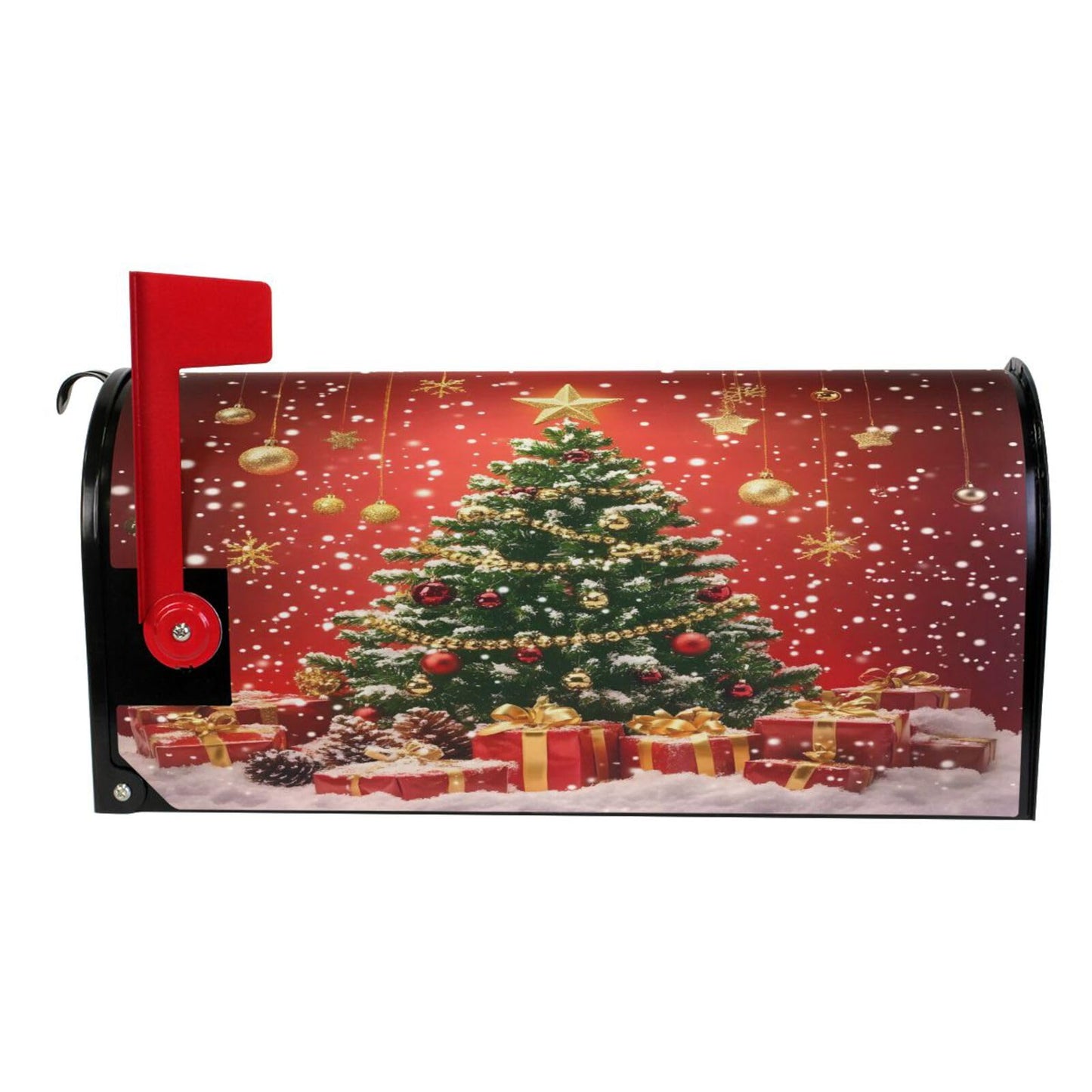 ALAZA Christmas Tree Star Balls Decoration Magnetic Mailbox Cover MailWraps Garden Yard Home Decor for Outside Standard Size-18"x 20.8"