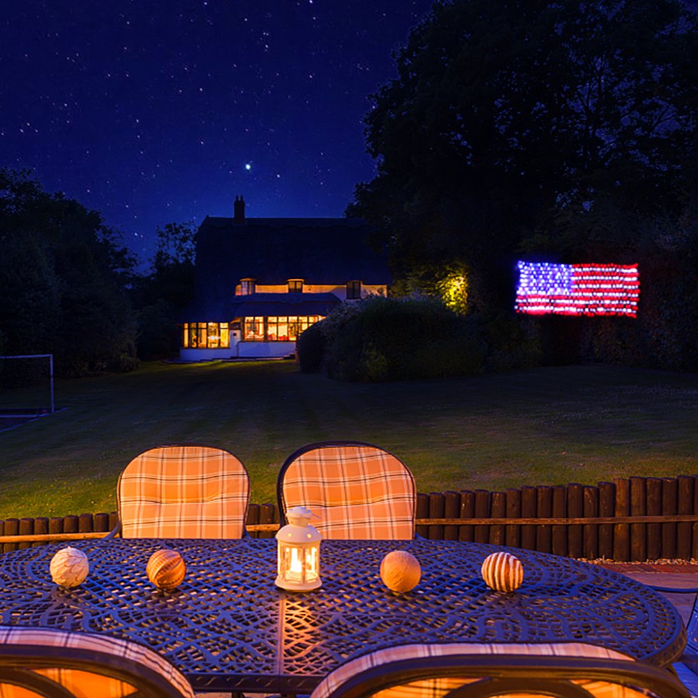 XTF2015 Led Flag Net Lights of The United States, American Flag Lights, Waterproof American Flag String Light for Outdoor, Independence Day, Memorial Day, Decoration, Garden, Indoor and Christmas
