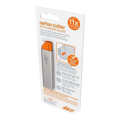 Slice 10585 Manual Carton Cutter, Ideal for Boxboard & Thin Corrugated Cardboard, Lightweight & Portable, Finger-Friendly Ceramic Blade, Ambidextrous Design, Lasts 11X Longer Than Steel