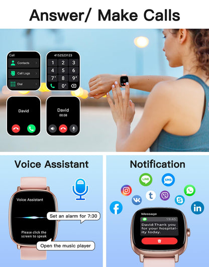 HUAKUA Smart Watches for Women with GPS Built-in, Answer/Make Calls, 1.95" Smartwatch for iPhone/Android Phones, Fitness Watch with Heart Rate/Sleep Monitor 100+ Sports Modes IP68 Waterproof (Pink)