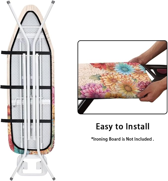 Sprowallow Hummingbird Retro Flower 15x54 inch Ironing Board Cover and Pad