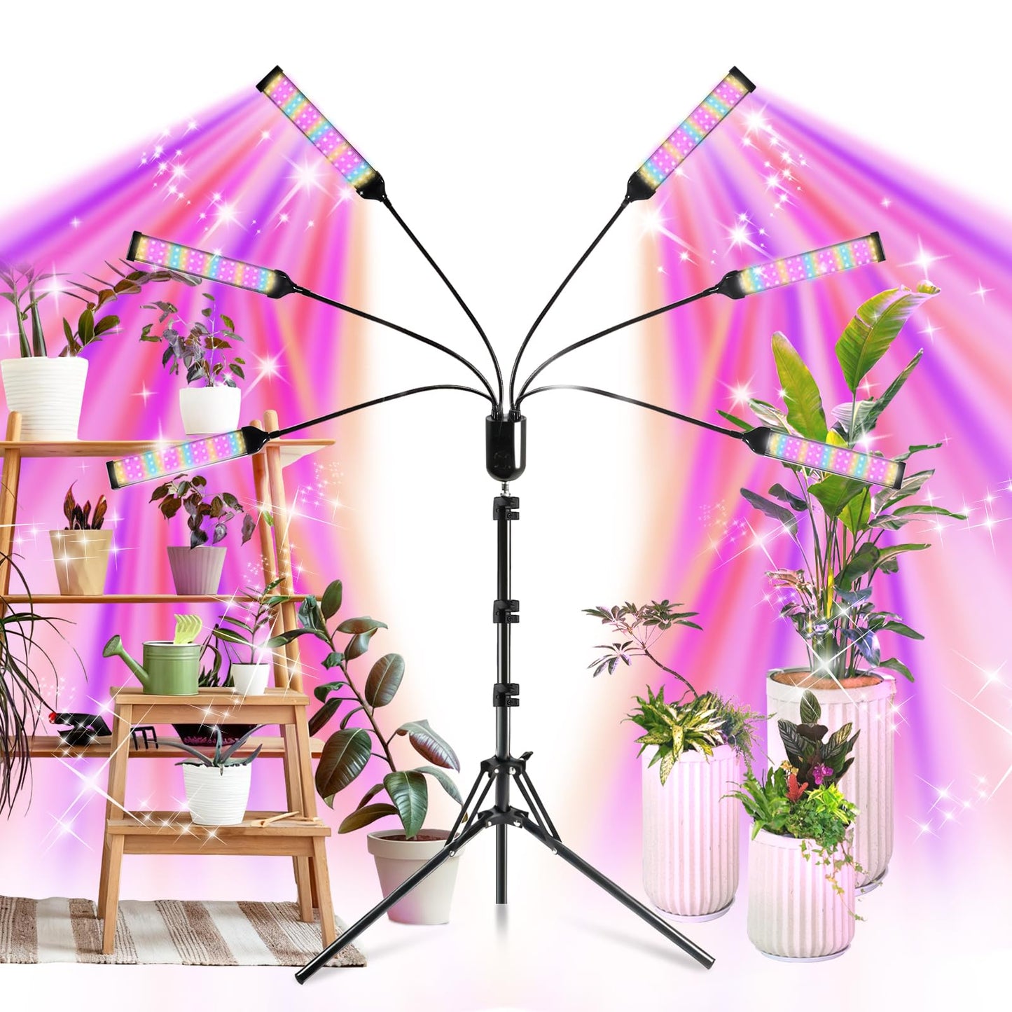 630 LEDs Grow Lights for Indoor Plants, Kalolary Full Spectrum Plant Light with Timer 3/6/9/12/15/18H & 10 Brightness Levels LED Plant Growing Lamps with Tripod Stand