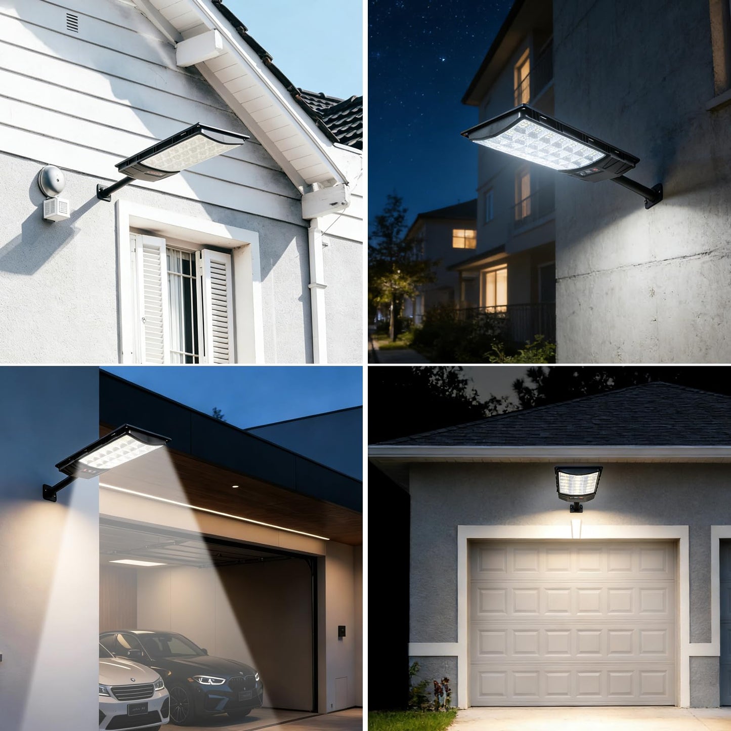 PCYIS Solar Street Lights Outdoor, 4-Pack 45000LM, Dusk to Dawn Motion Sensor Light with Remote, 7500K LED Solar Flood Light, IP67 Waterproof Wall Mount Security Light for Yard, Garage, Driveway