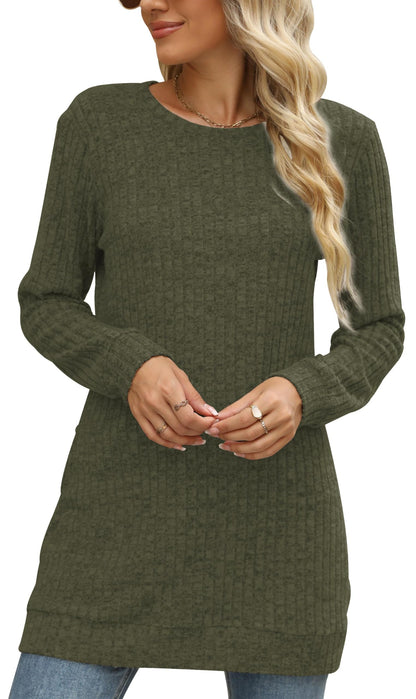 Sweaters for Women Long Sleeve Crewneck Sweatshirt Loose Casual Tunic Tops