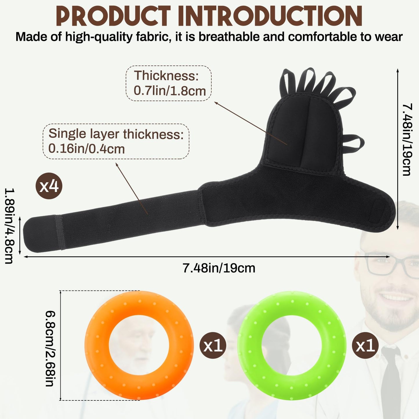 RoundFunny 4 Pack Weighted Gloves for Tremors with 2 Grip Strength Trainer, Adjustable Wrist Weights for Hand Tremor Relief, Improve Writing Stability Daily Strengthening Adults Hand Exerciser(Black)